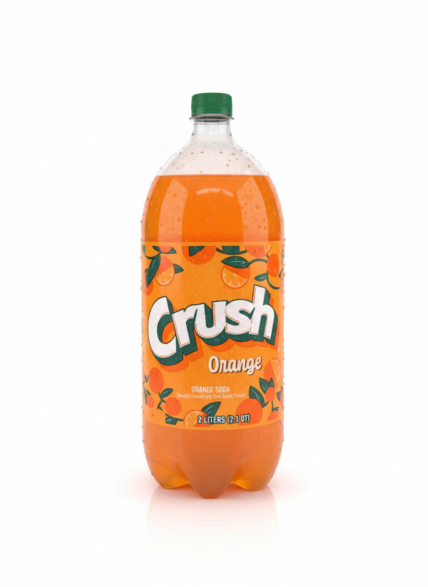 Crush Caffeine Free Orange Soda Pop, 2 L, Bottle
