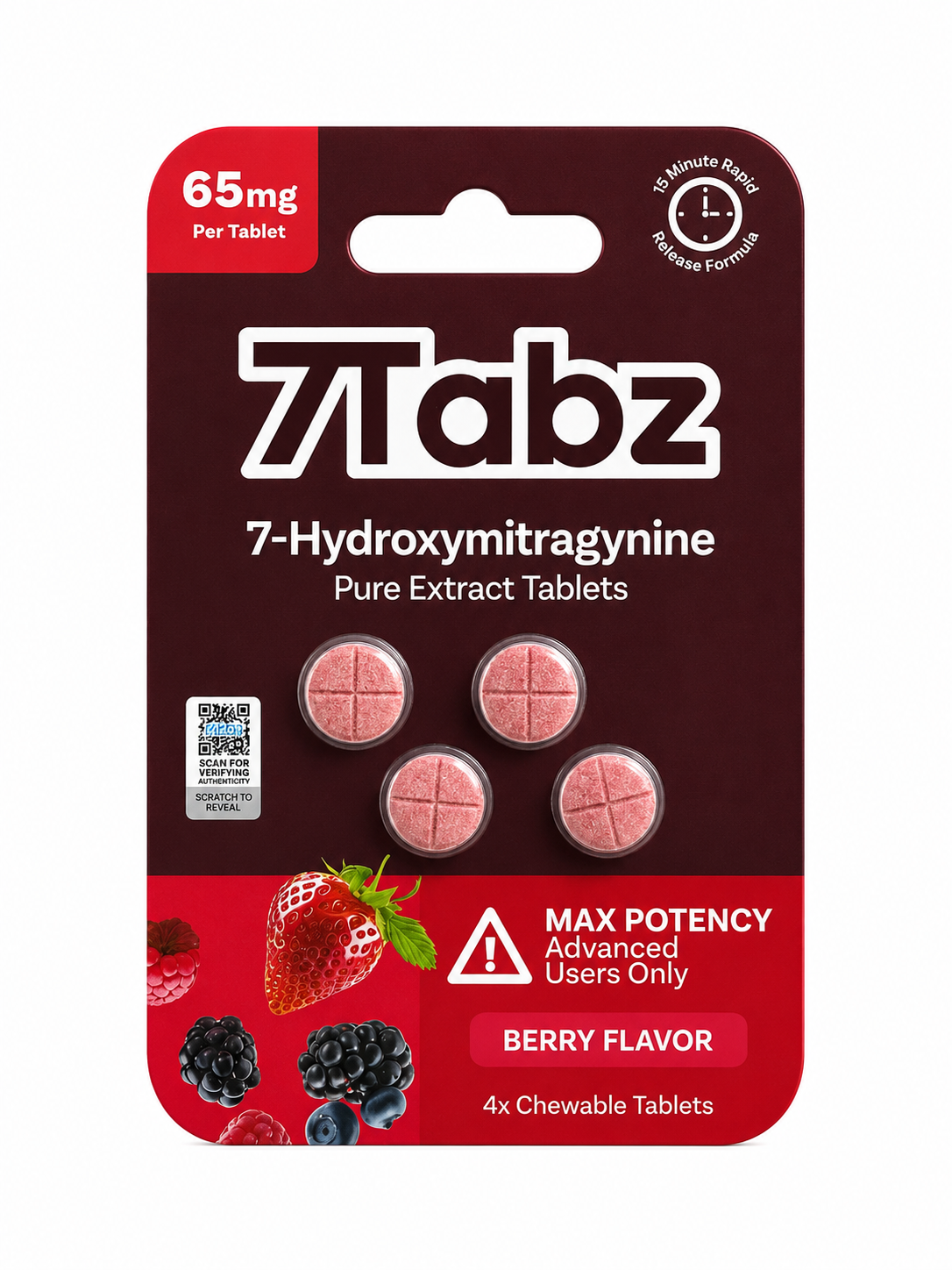 7Tabz 7-Hydroxymitragynine Extra Strength Kratom Berry 4pk 65mg