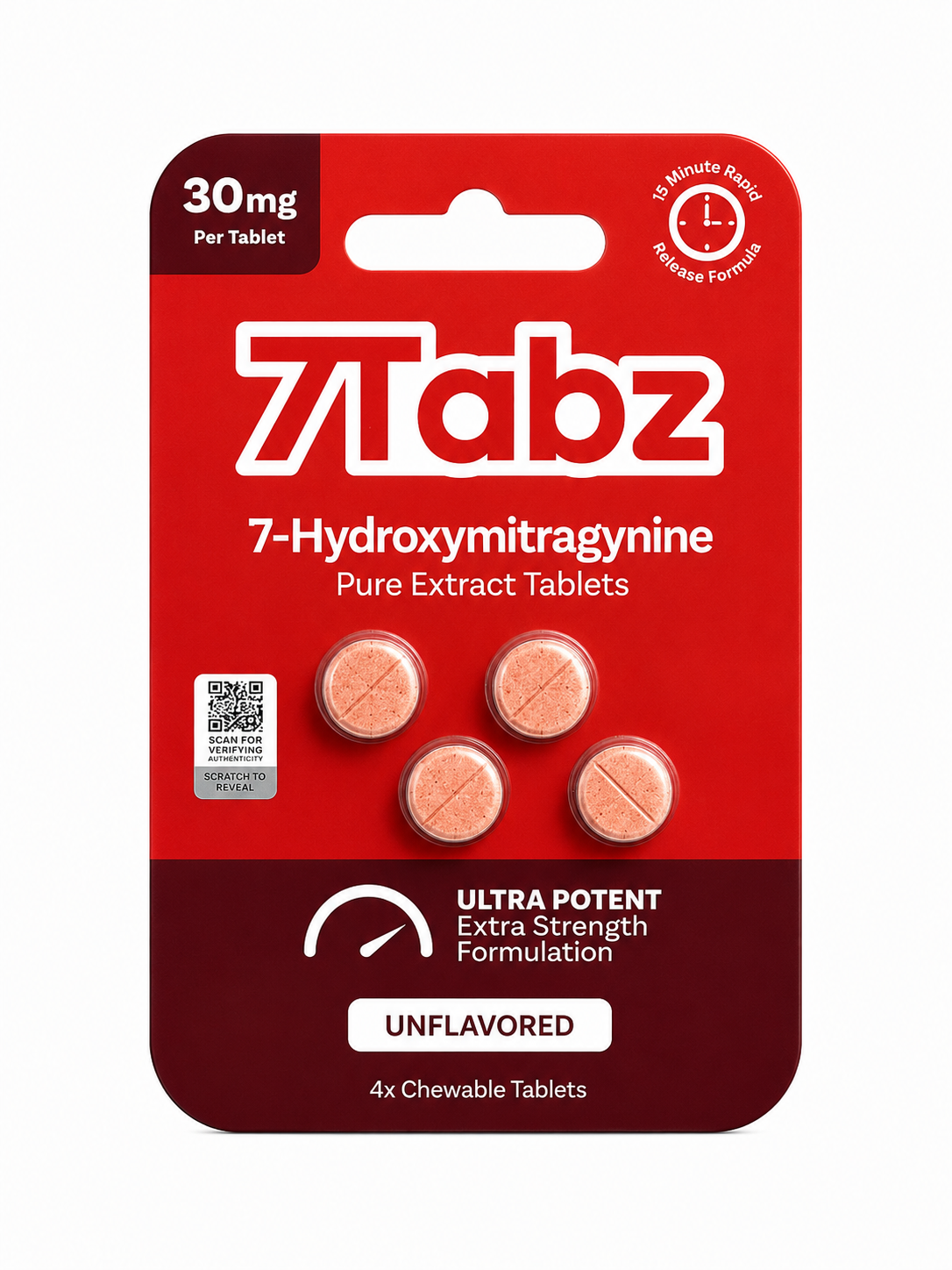 7Tabz 7-Hydroxymitragynine Extra Strength Kratom 4pk Unflavored 30mg