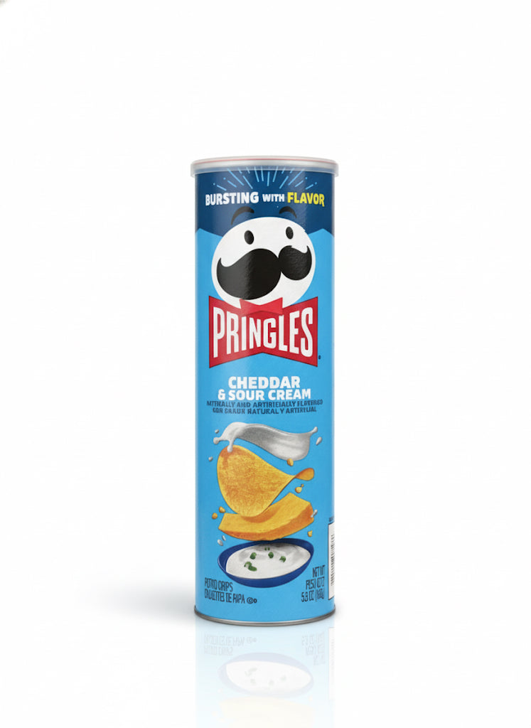 Pringles Cheddar and Sour Cream Potato Crisps Chips, Lunch Snacks, 5.5 oz Canister