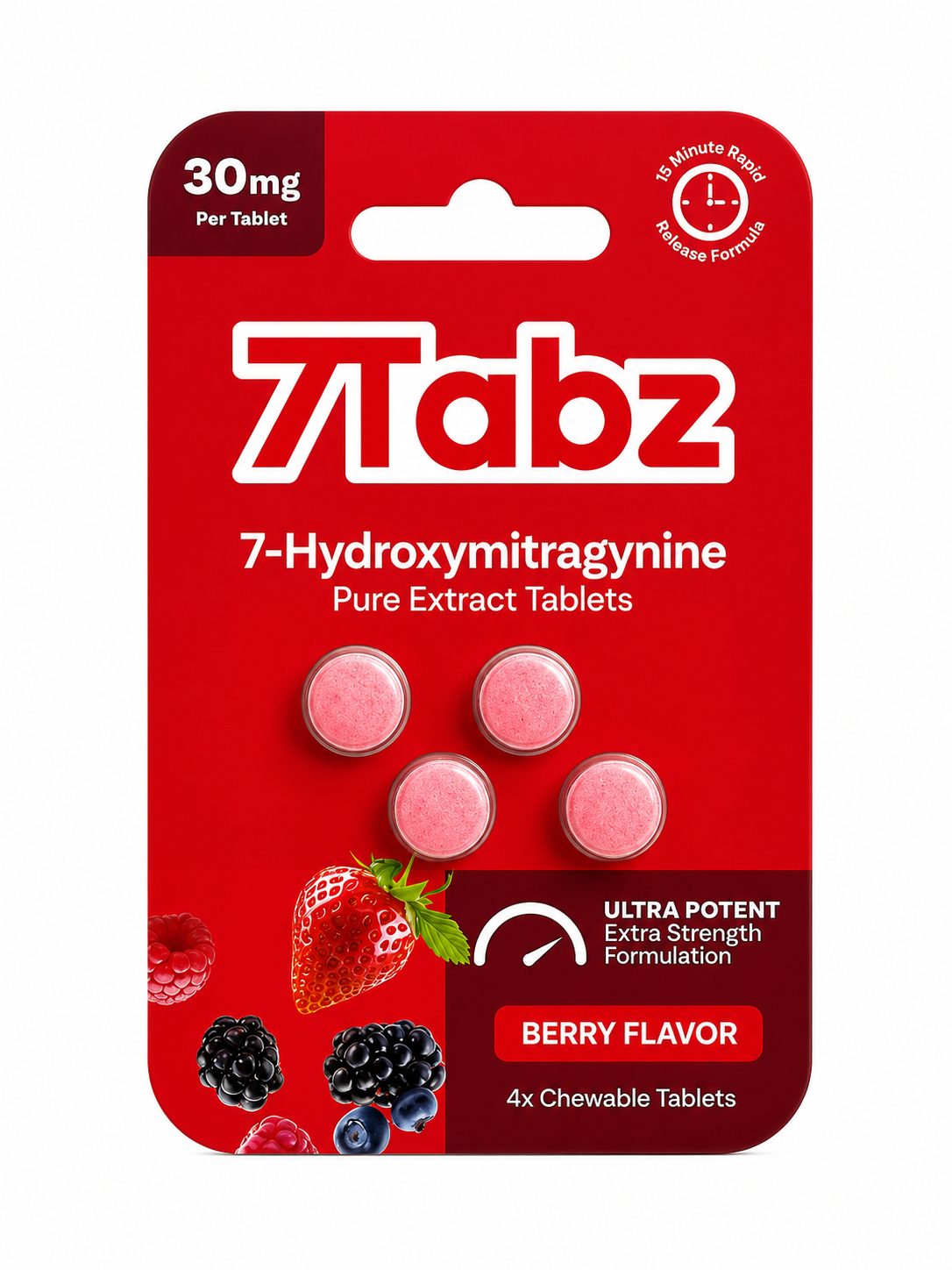 7Tabz 7-Hydroxymitragynine Extra Strength Kratom 4pk Berry Flavor 30mg