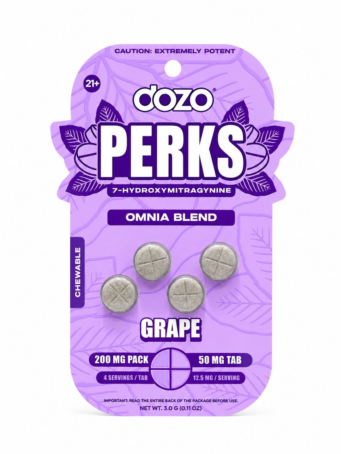Dozo Perks 7-Hydroxy 50mg Tablet 4ct Pack Grape
