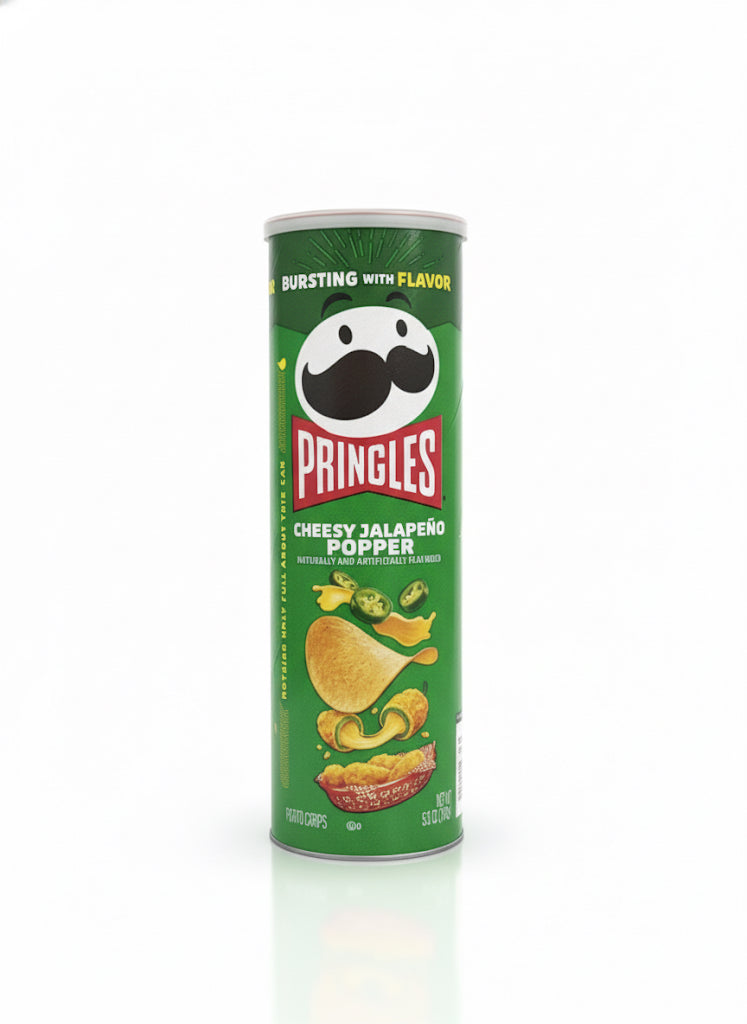 Pringles jalapeno popper Potato Crisps Chips, Lunch Snacks, 5.2 oz Canister