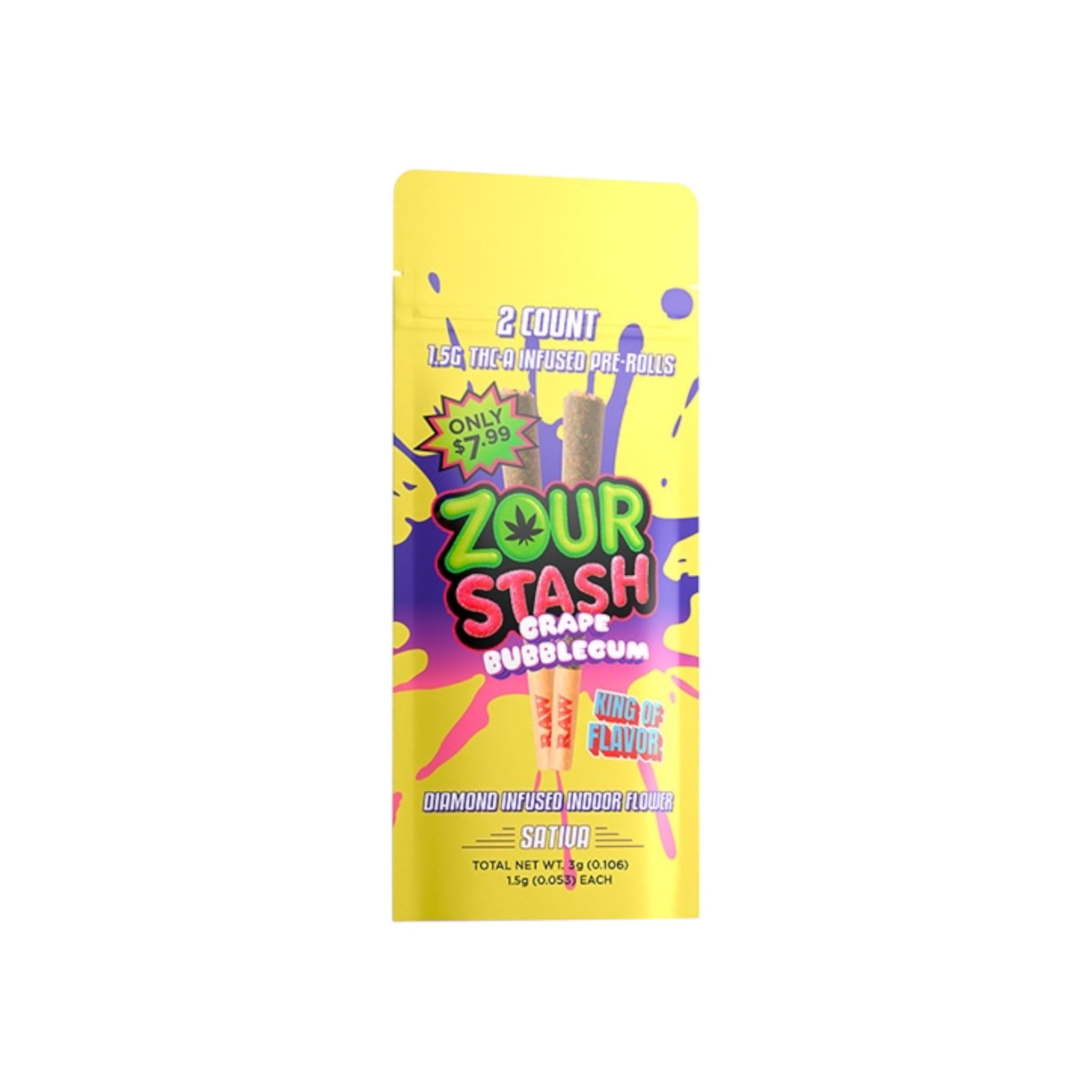 Zour Stash Grape BubblegumPreroll 2PK