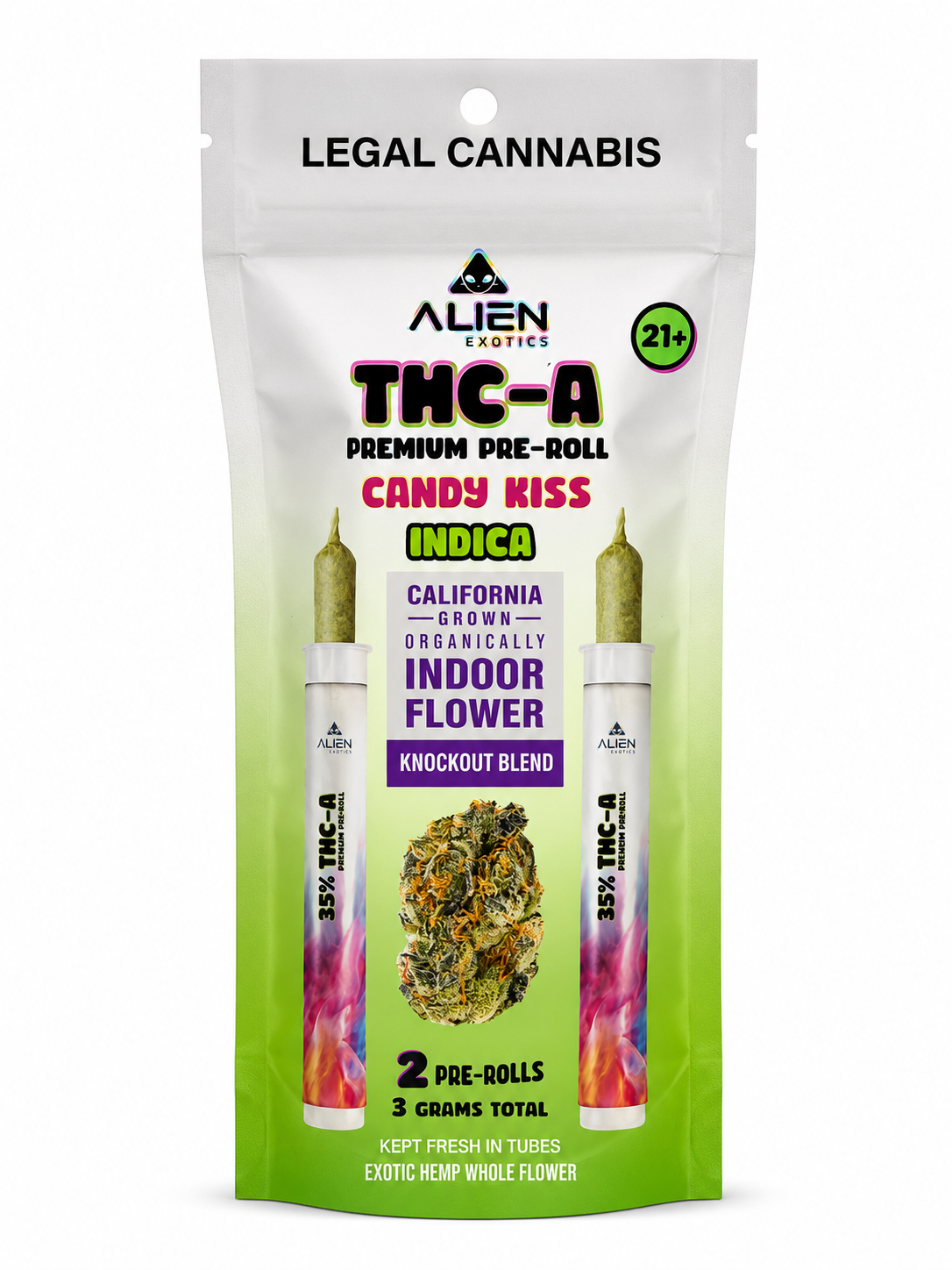 Candy Kiss Indica Alien Exotics Premium THC-A Knockout Blend Pre-Roll 2ct
