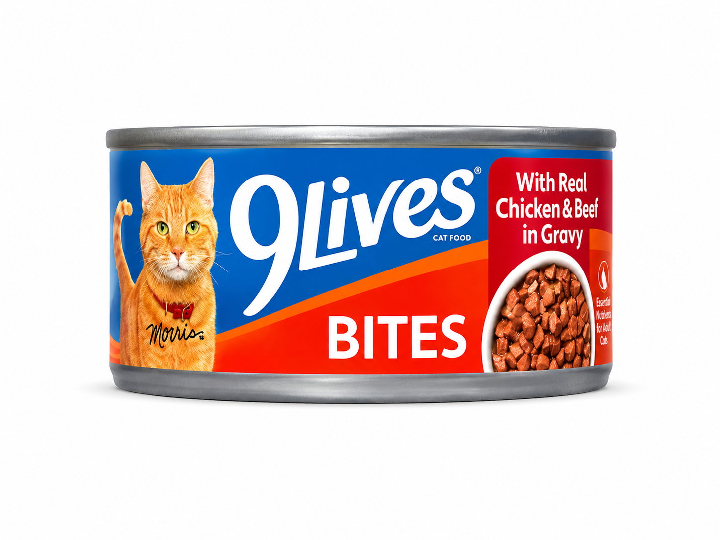 9Lives Bites Wet Cat Food With Real Chicken & Beef in Gravy, 5.5 oz