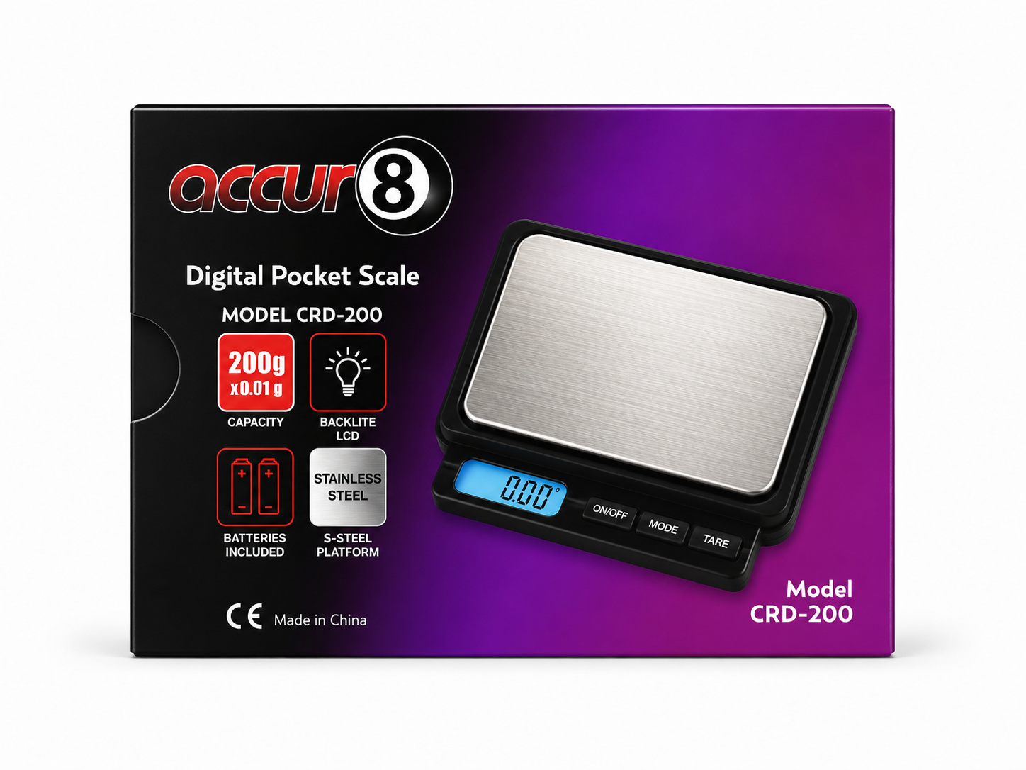 Accur8 Digital Scale 200g/0.01g 4in