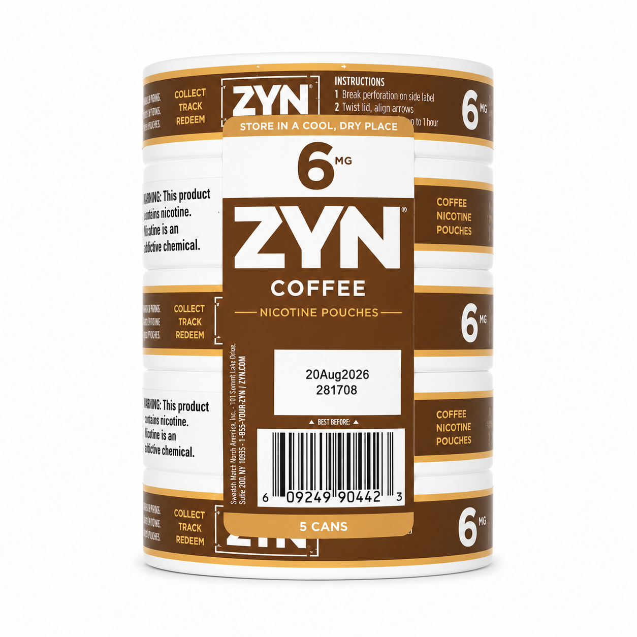 ZYN Nicotine Pouches Coffee 6MG 5 Cans
