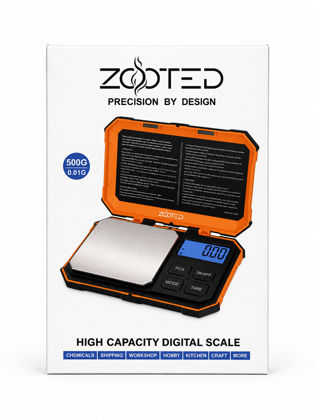 Zooted Digital Scale 500g/0.01g 5.5in