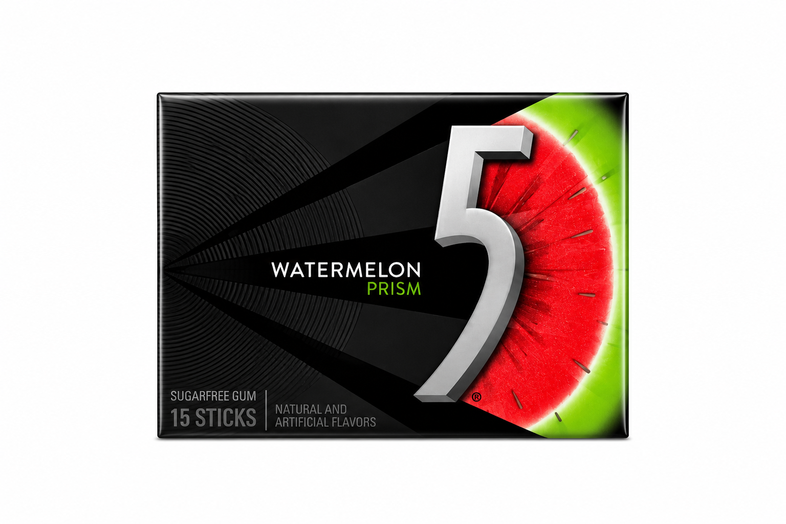 5 Gum Watermelon Prism Sugarfree Gum, 15ct