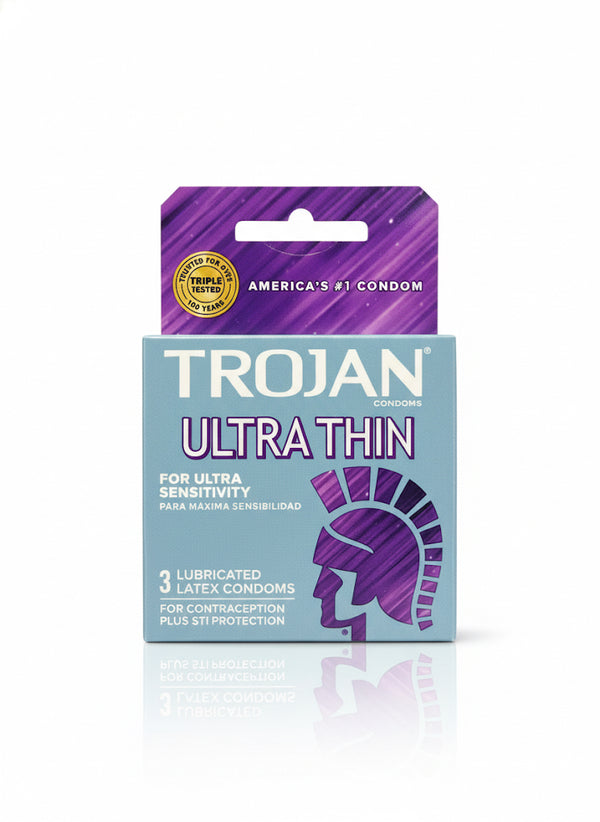 Trojan Ultra Thin Condoms For Ultra Sensitivity, Lubricated, 3 Ct