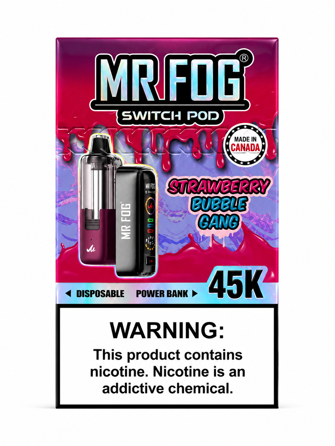 Mr Fog Switch Pod 45K Strawberry Bubble Gang