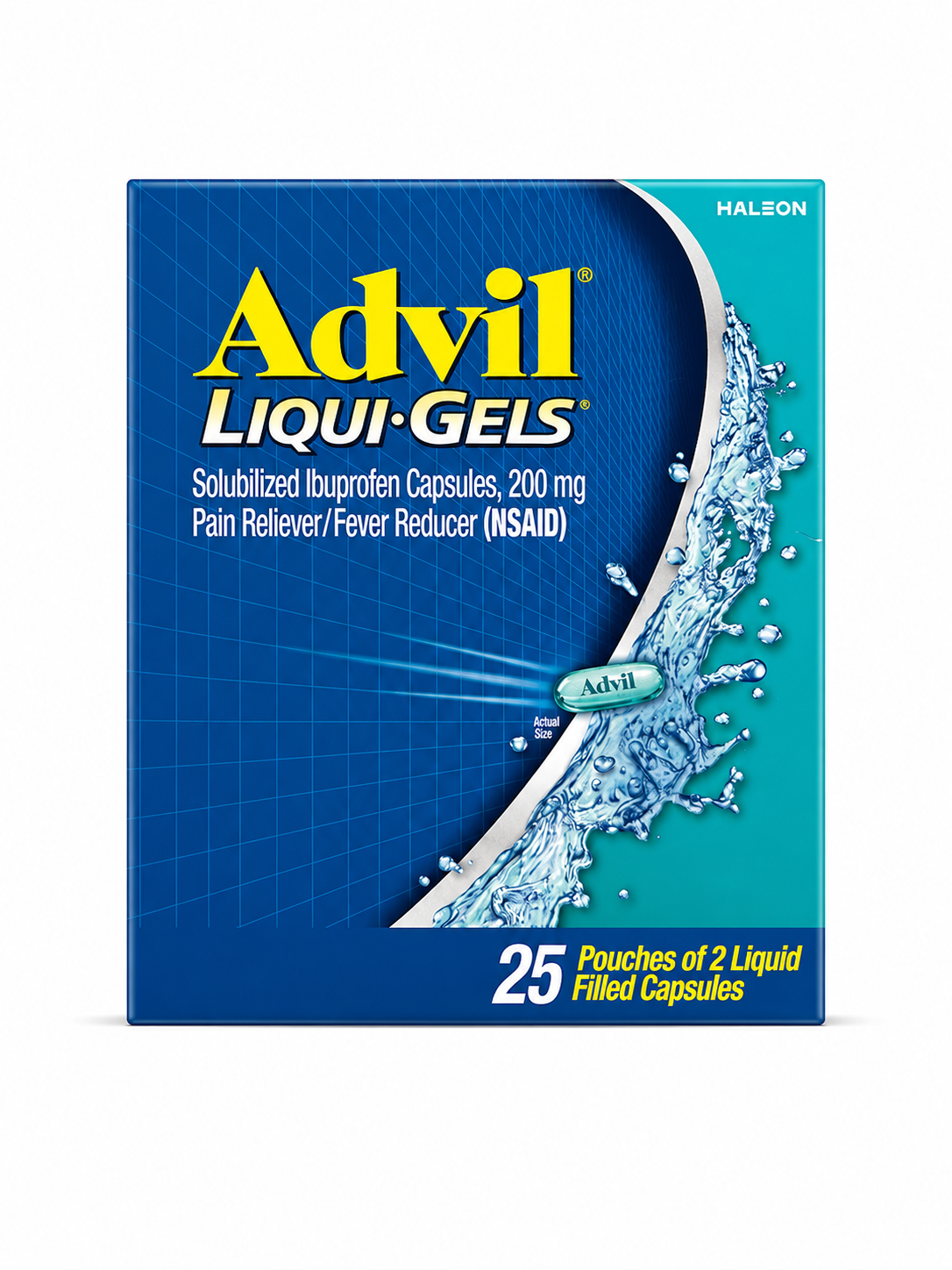 Advil Liqui-Gels, Pain Reliever and Fever Reducer, 200mg Ibuprofen, 2 Liquid Filled Capsules per Pack, 50 ct