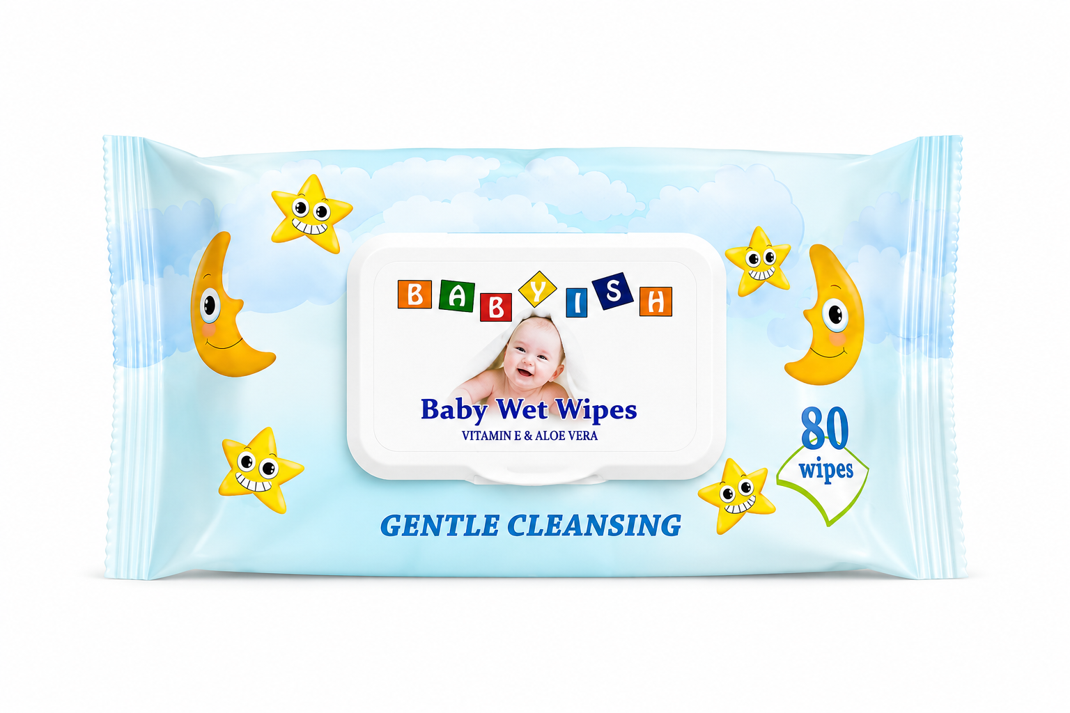 BABYISH BABY WIPES BLUE 80ct