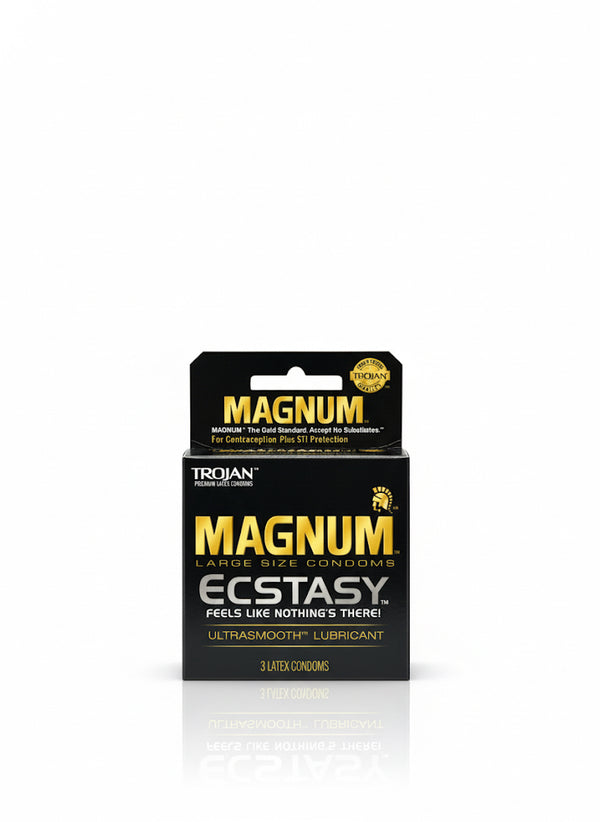 Trojan Magnum Ecstasy Ultra Smooth Lubricant Latex Condoms 3 Ct