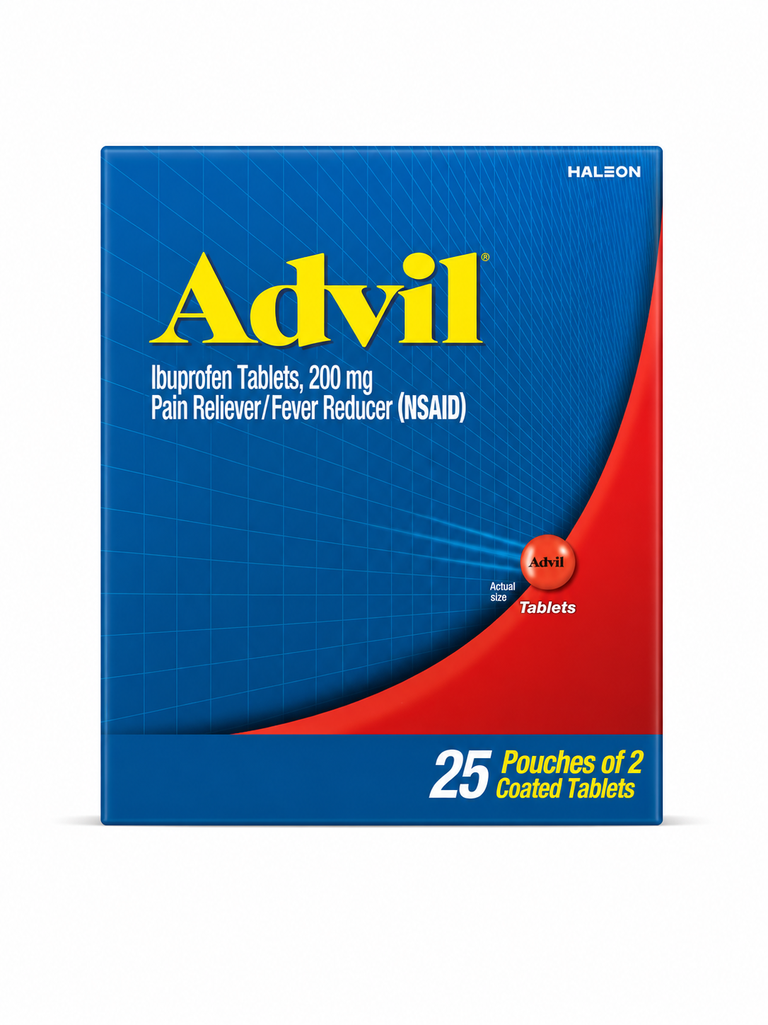 Advil  Ibuprofen Tablets 200mg, Pain Reliever/ Fever Reducer, 50CT