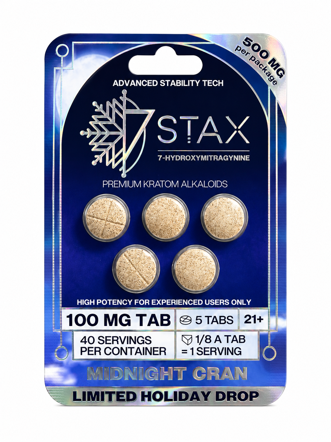 7 Stax 7 Hydroxymitragynine Midnight Cran 5pk 100mg Per Tablet