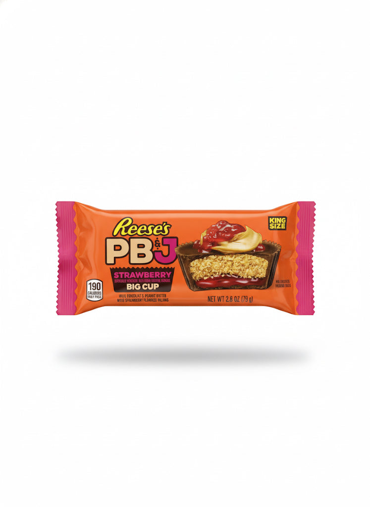 REESE'S Big Cup PB&J Strawberry Milk Chocolate King Size Peanut Butter Cups Candy Pack, 2.8 oz