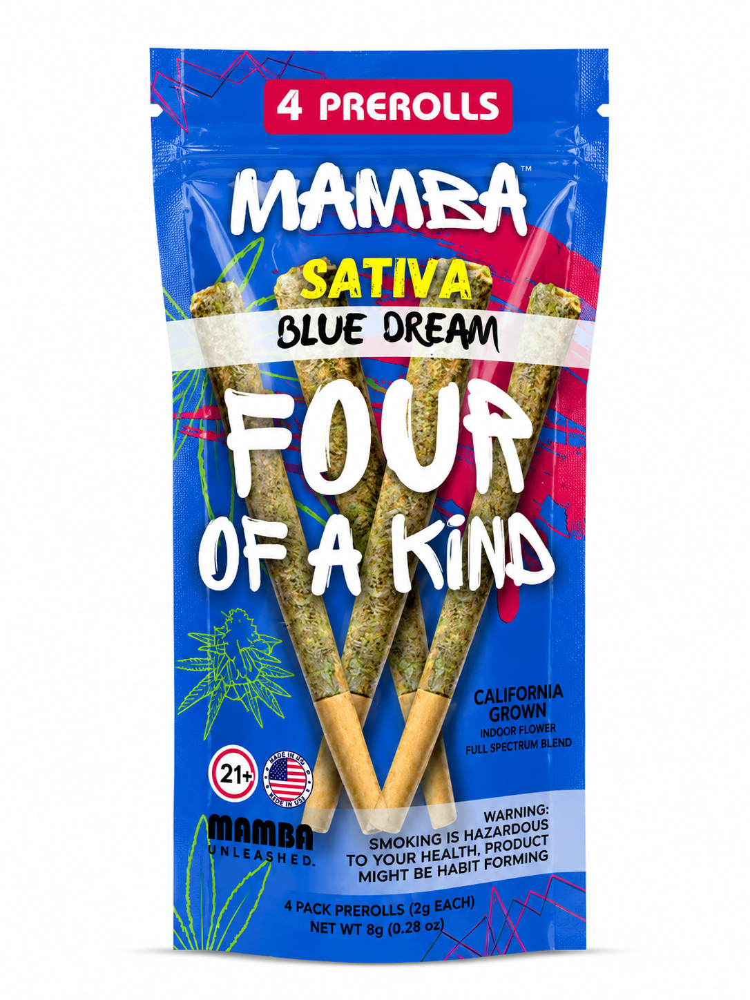 Mamba Four of A Kind Blue Dream Sativa Prerolls 4ct