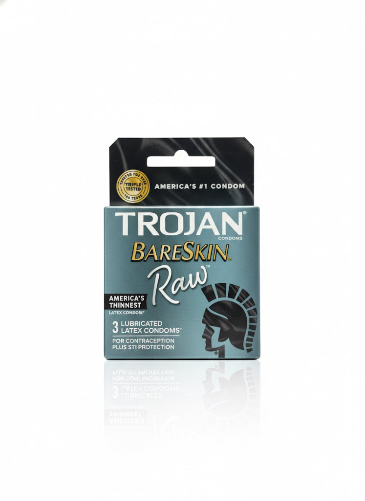 Trojan Bareskin Raw Condoms, Thin Condoms, Lubricated Condoms 3 Ct