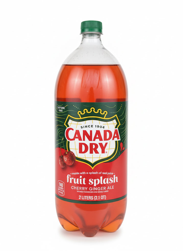 Canada Dry Caffeine Free Fruit Splash Cherry Ginger Ale Soda Pop, 2 L, Bottle