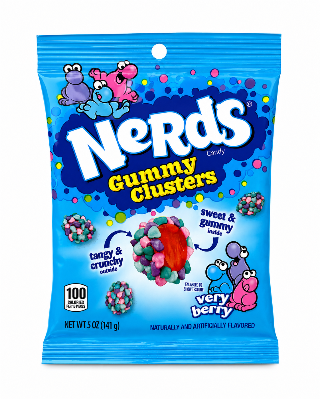 NERDS Gummy Clusters, Candy, Very Berry, Crunchy and Gummy, 5oz