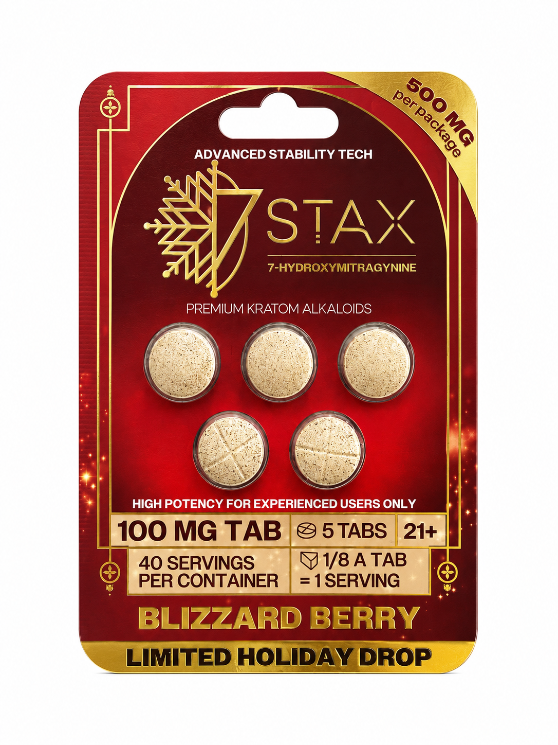 7 Stax 7 Hydroxymitragynine Blizzard Berry 5pk 100mg Per Tablet