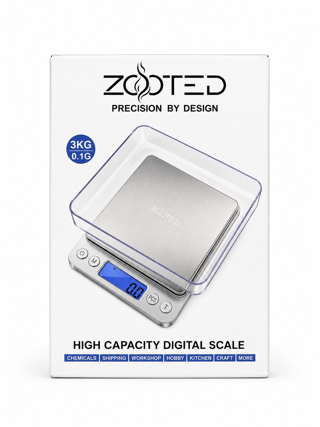 Zooted Digital Scale 3KG/0.1g 5in
