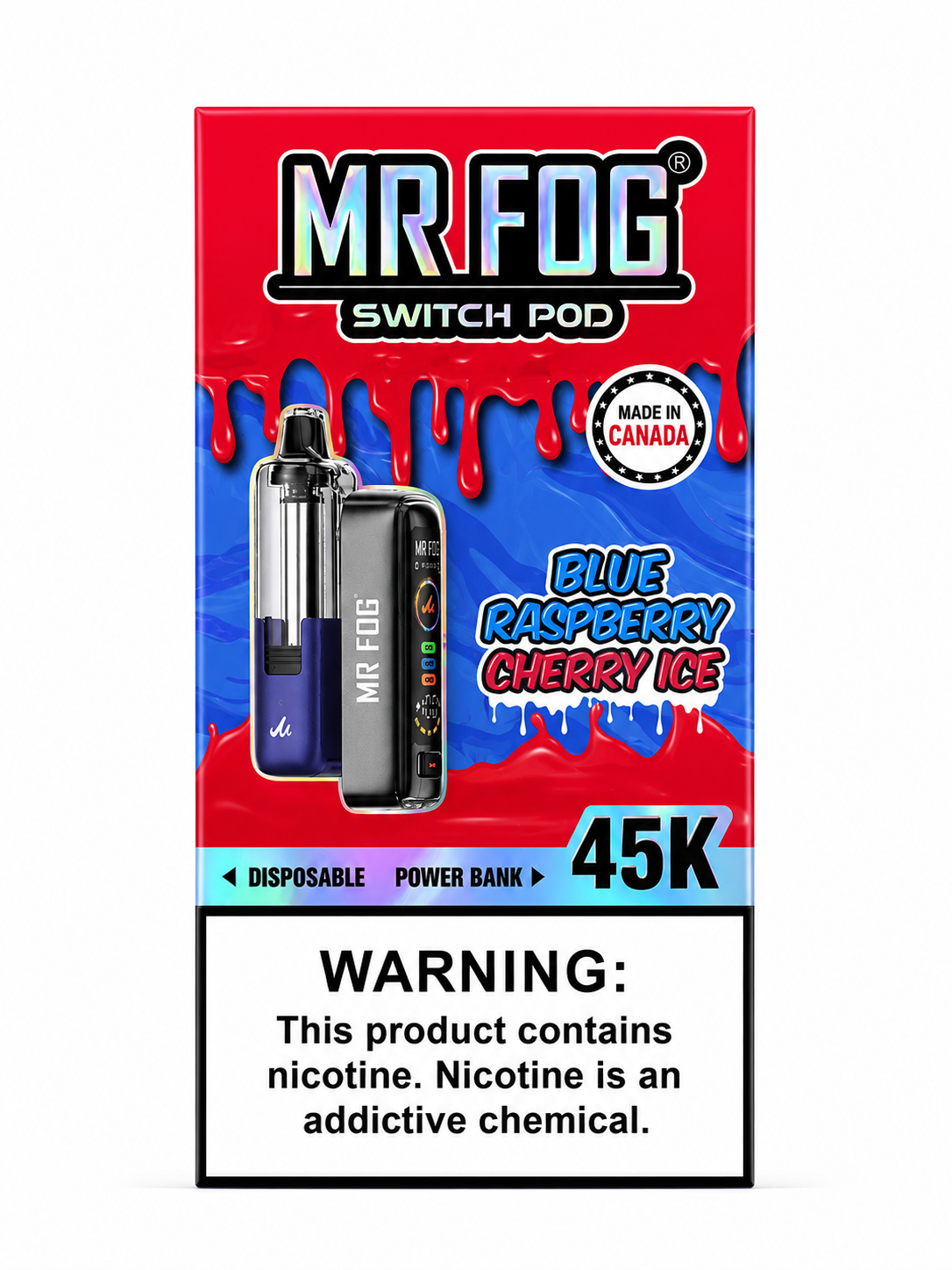 Mr Fog Switch Pod 45K Blue Raspberry Cherry Ice