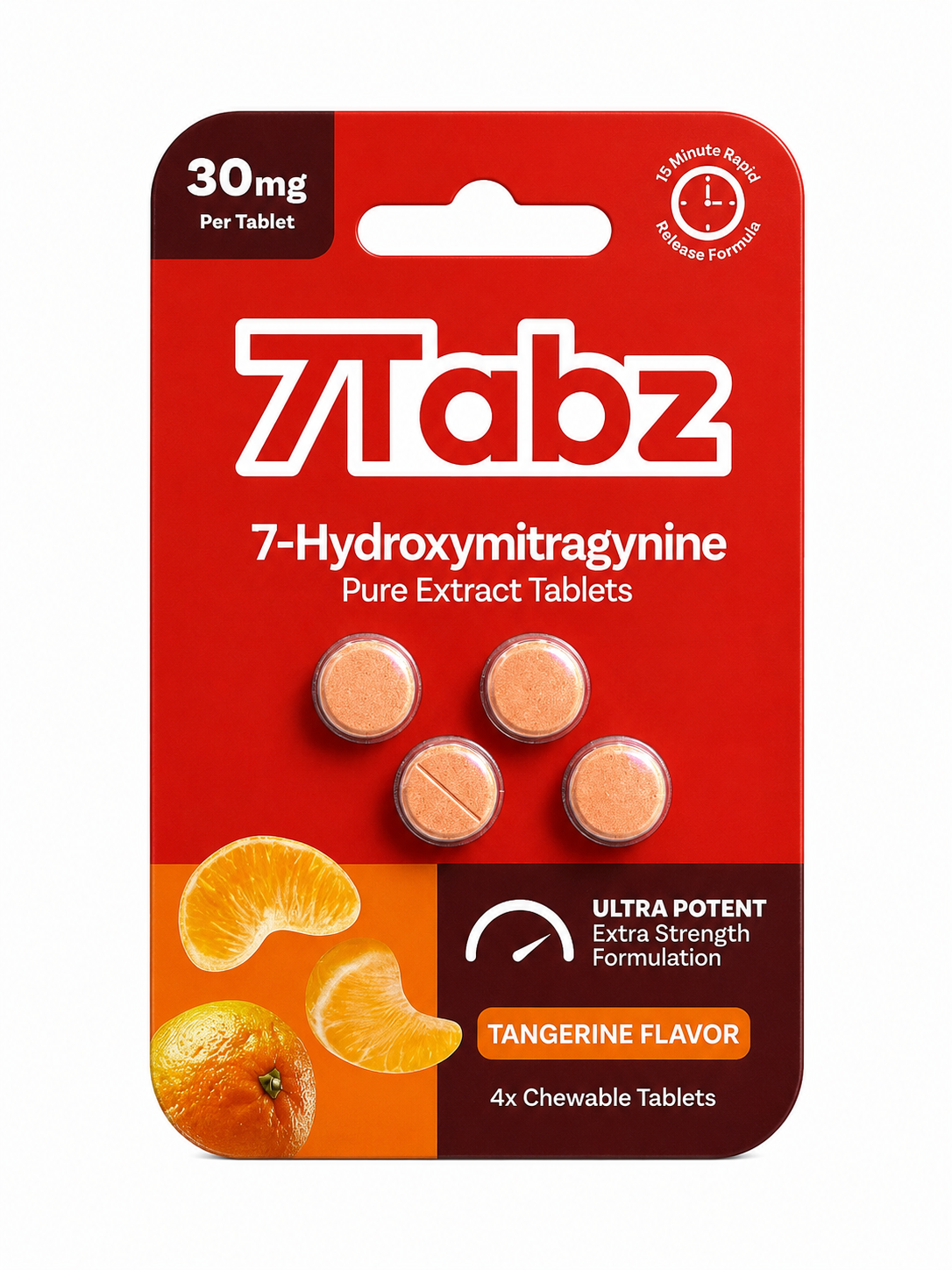 7Tabz 7-Hydroxymitragynine Extra Strength Kratom 4pk Tangerine Flavor 30mg