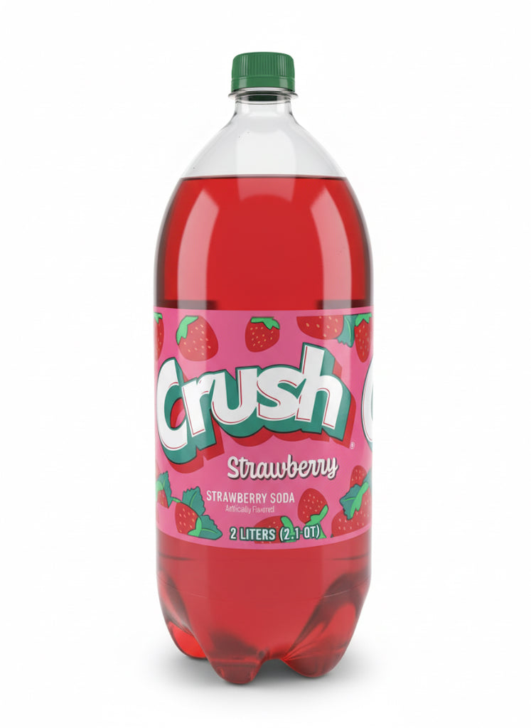 Crush Strawberry Soda, Bold Fruity Carbonated Soft Drink, 2 Liter Bottle