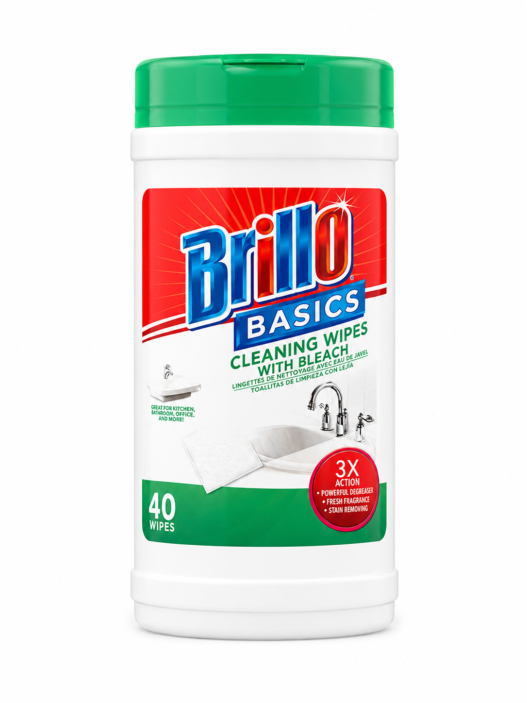 Brillo Basics Cleaning Wipes With Bleach 40 Wipes