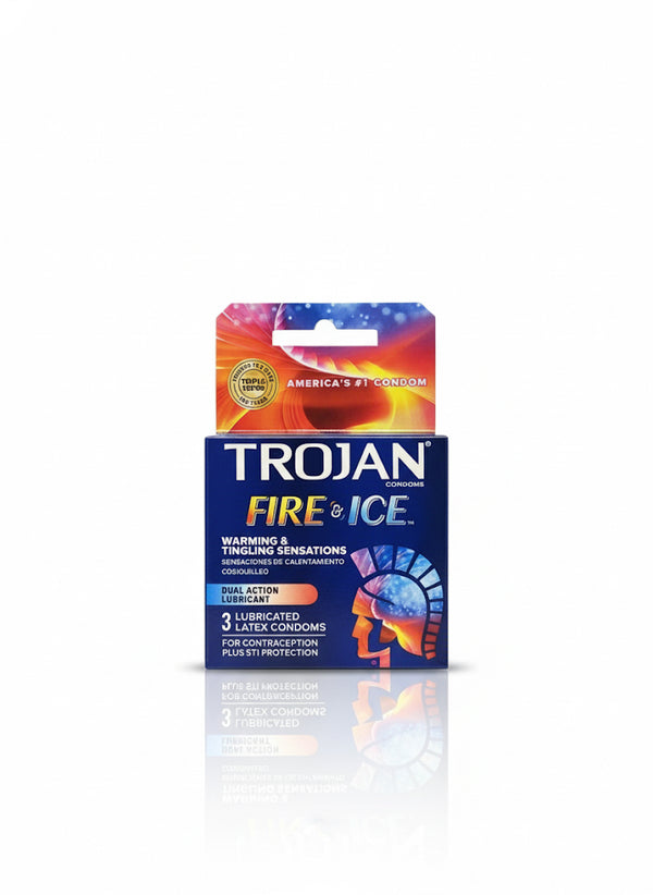 TROJAN FIRE & ICE CONDOMS DUAL ACTION LUBRICANT 3 Ct