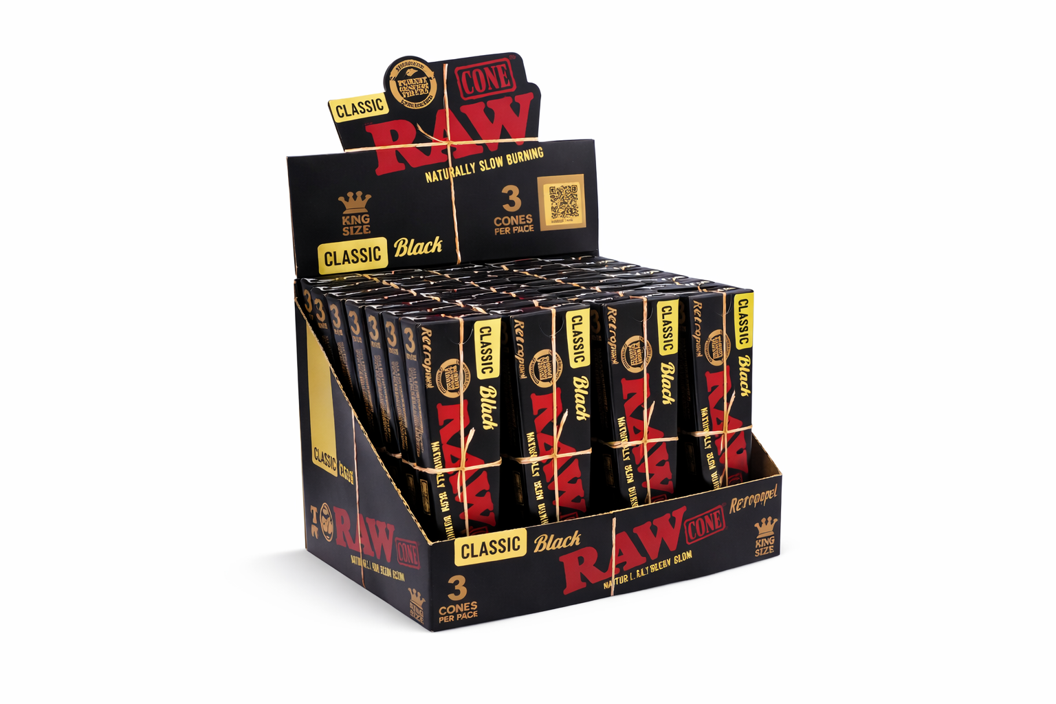 RAW RETROPACK BLACK PRE-ROLLED CONES KING SIZE