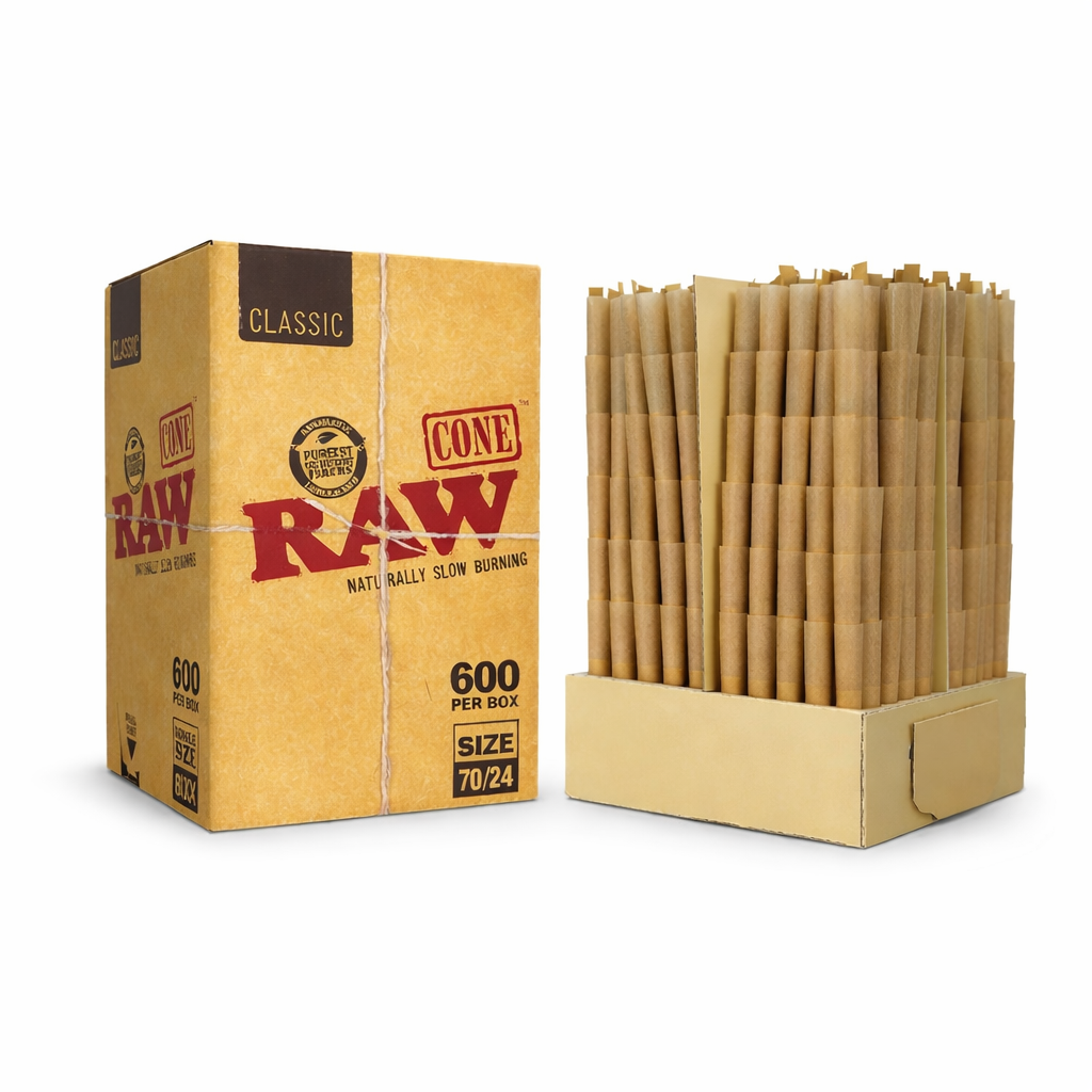 RAW CLASSIC SINGLE SIZE 70/24 | BULK BOX | 600 CONES