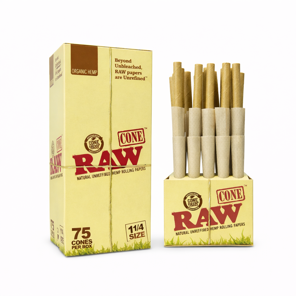 RAW ORGANIC HEMP CONES 1 1/4 - 75 PACK