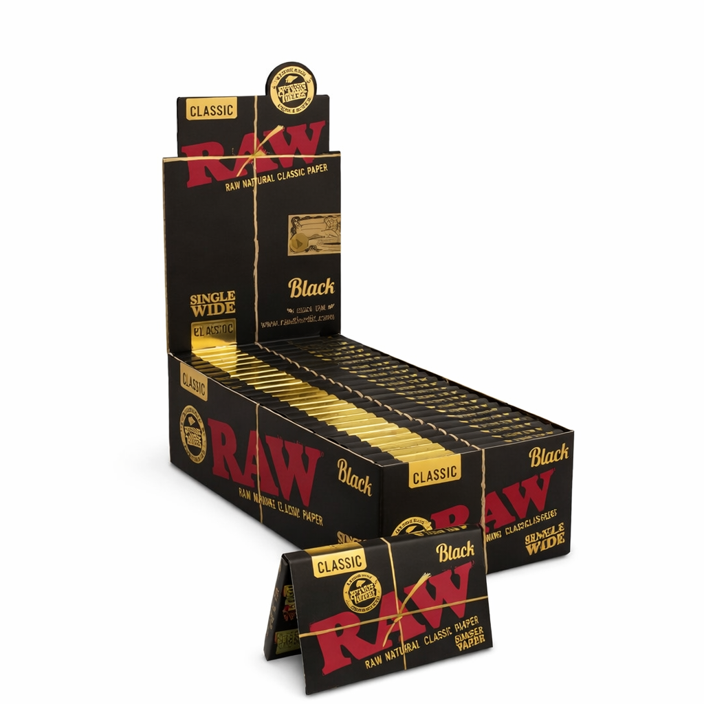 RAW BLACK CLASSIC SINGLE WIDE ROLLING PAPERS