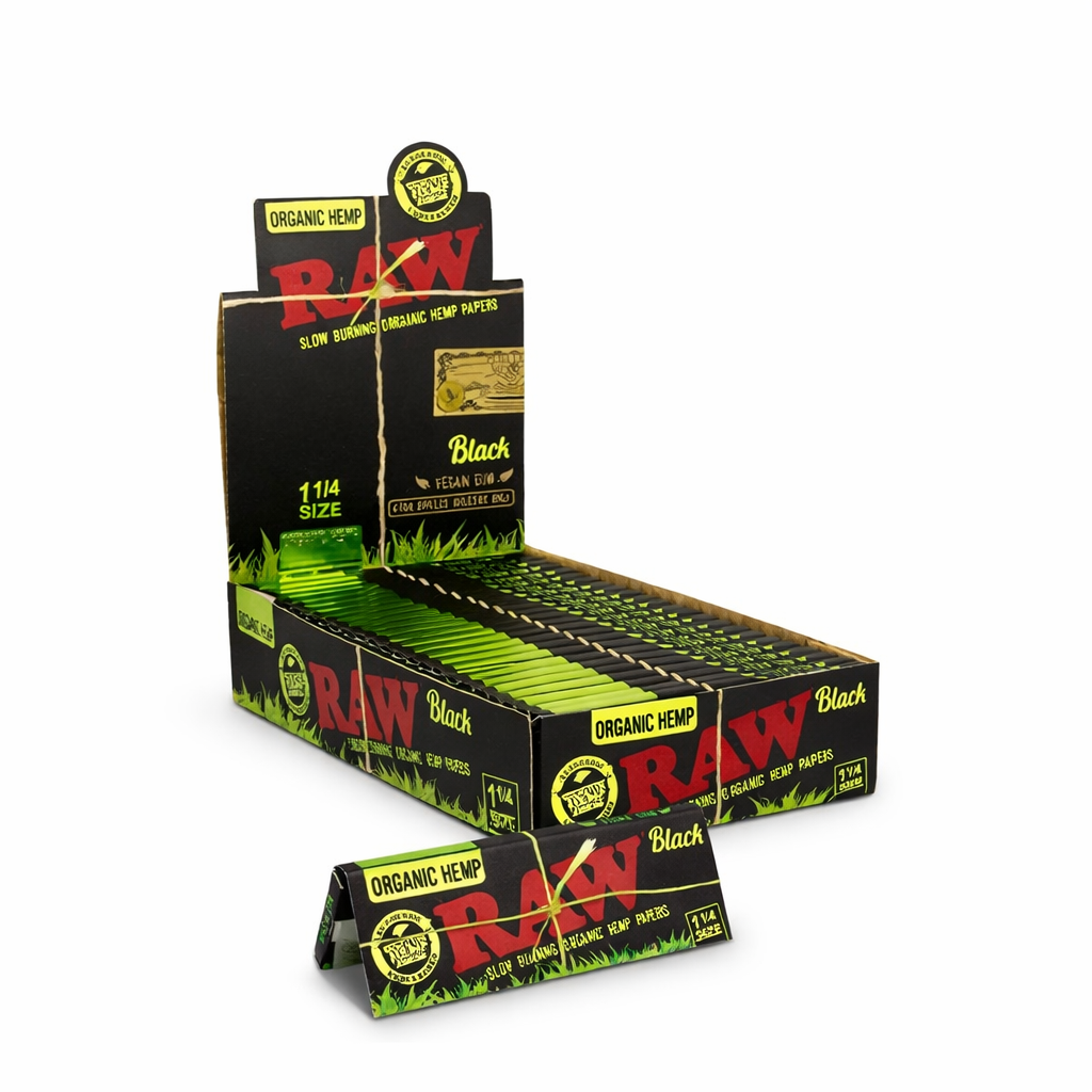 RAW BLACK 1 1/4 ORGANIC HEMP ROLLING PAPERS