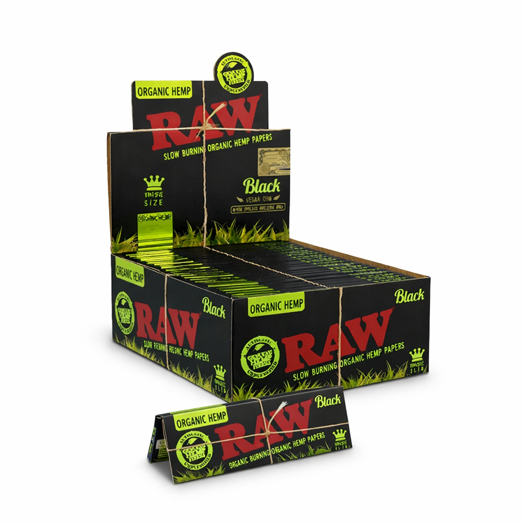 RAW BLACK KING SIZE SLIM ORGANIC HEMP ROLLING PAPERS