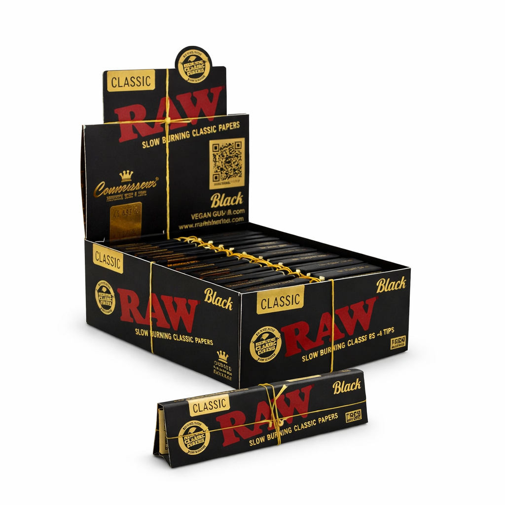 RAW BLACK CONNOISSEUR KING SIZE SLIM + TIPS ROLLING PAPERS