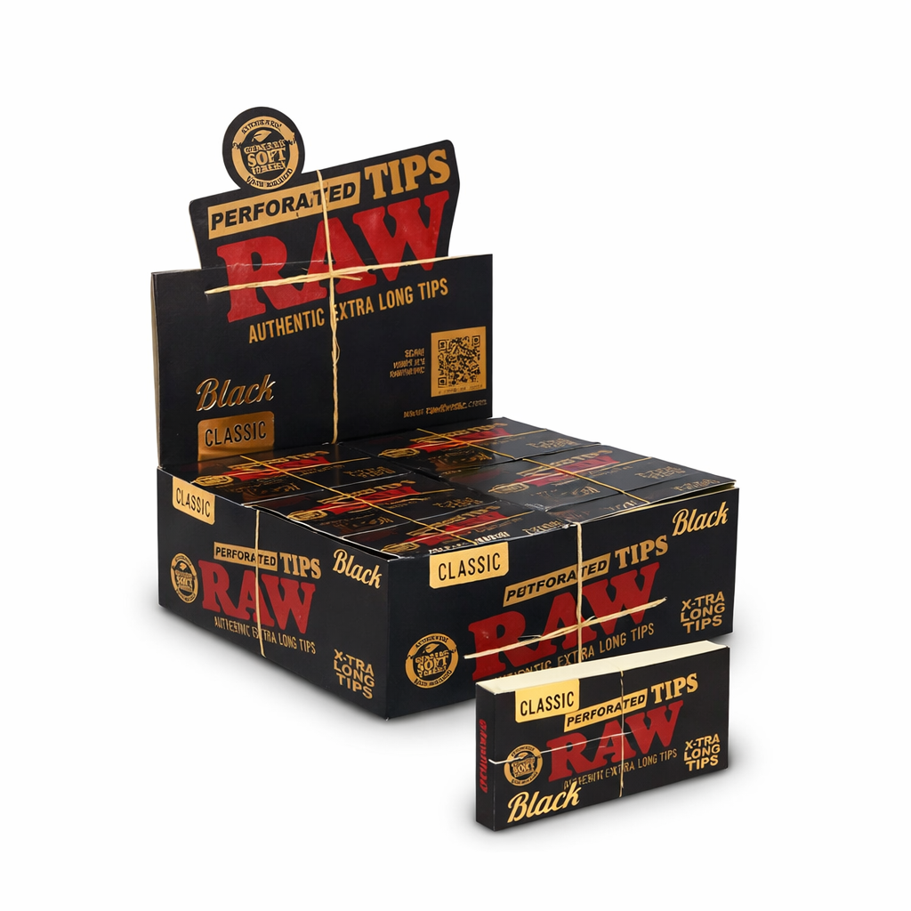 RAW EXTRA LONG BLACK TIPS 40 TIPS PER PACK