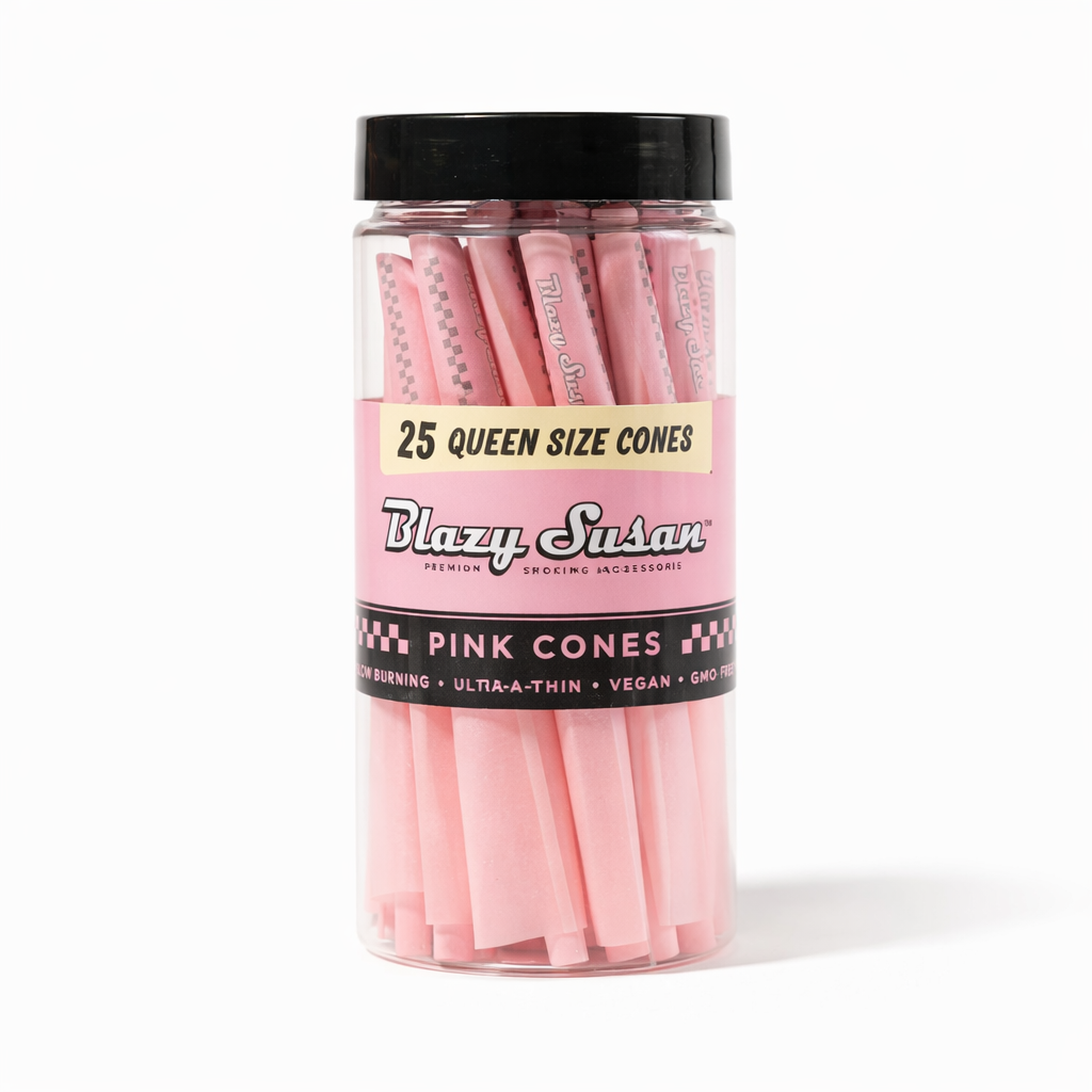 Blazy Susan Pink Pre Rolled 25 Queen Size Cones Jar