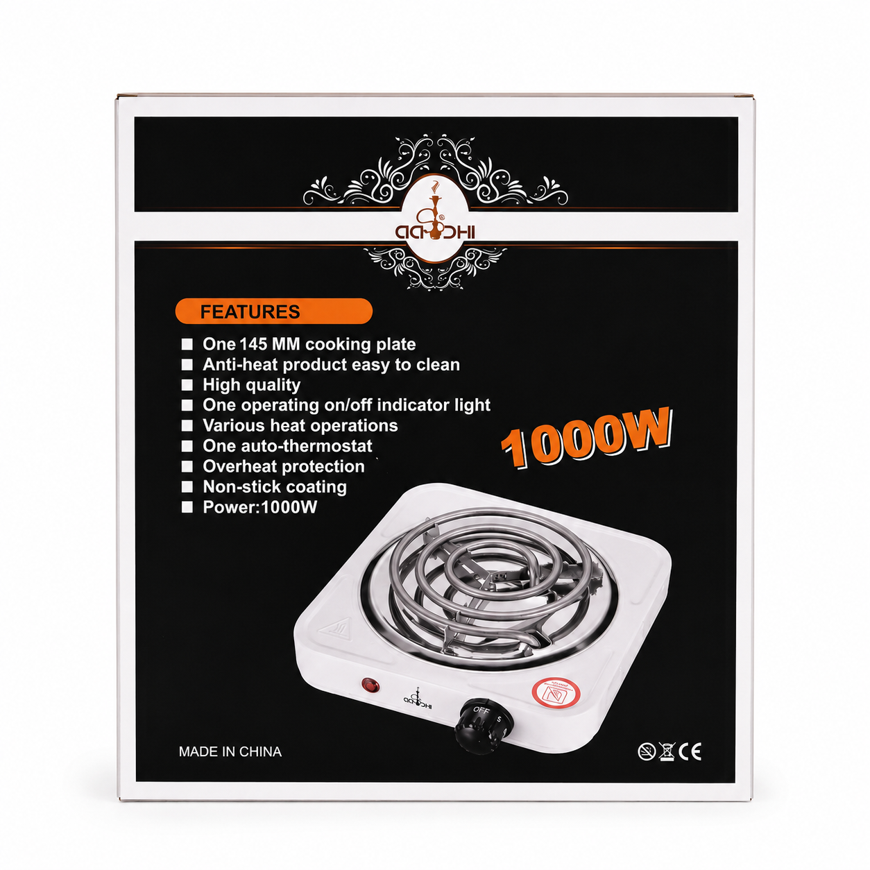1000W Electric Single Burner Hot Plate Portable Countertop Cooker – Adjustable Temperature Heating Plate for Home, Office & Travel White